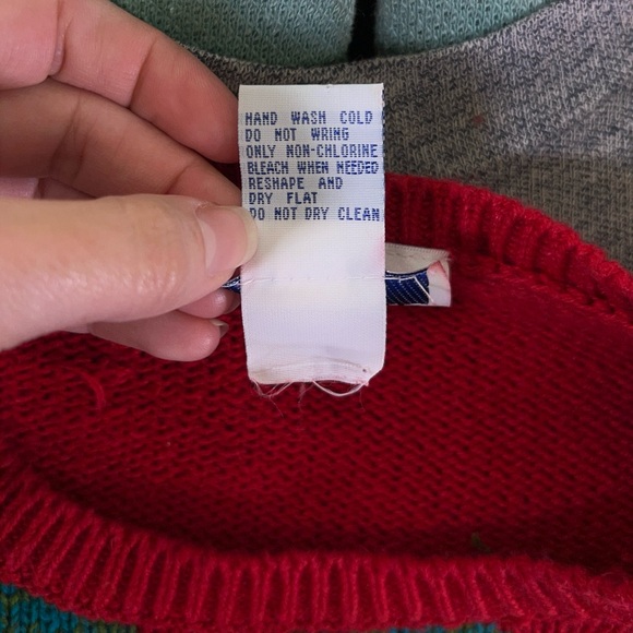 Vintage 90s Funky Nature Deer Colorful Textured Woodland Oversized Knit Sweater - Picture 8 of 10